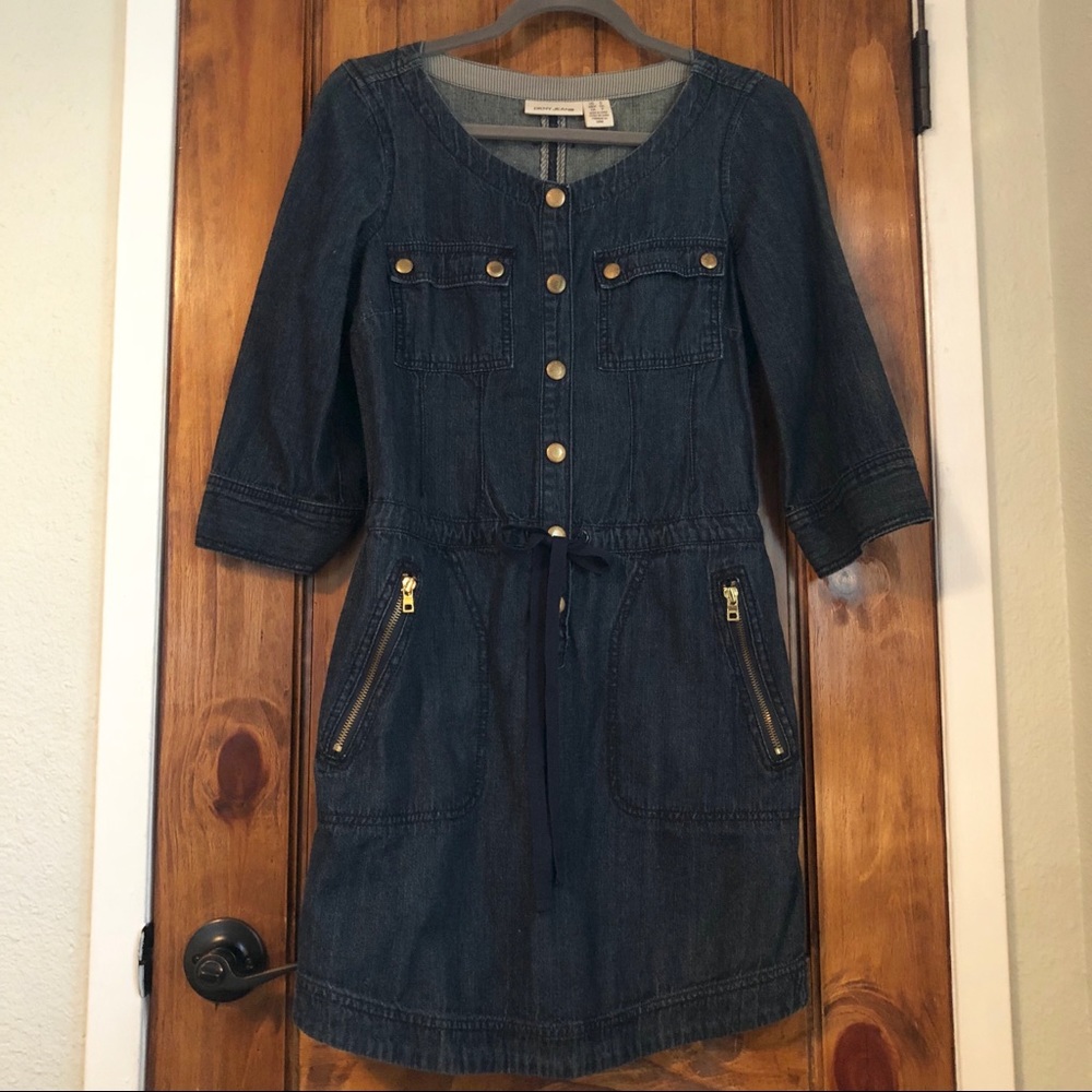 DKNY 3/4 Sleeve Denim Dress